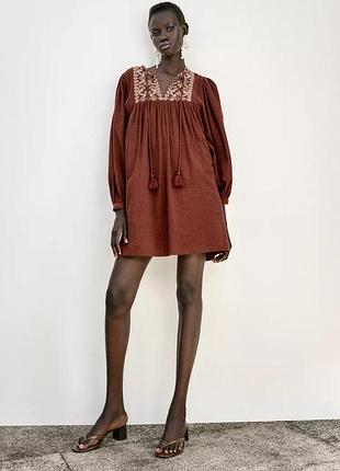 Коротка коричнева сукня жіноча zara new