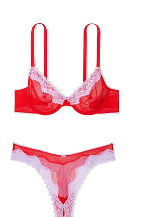 Victorias secret комплект белья трусики и бюстгальтер tease mesh lace-trim high-leg