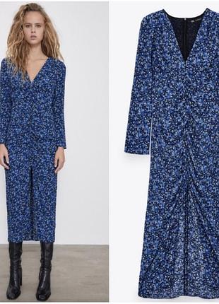 Плаття zara міді квітковий принт