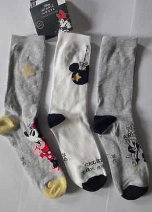 3 пары! набор! носки disney minnie mouse размер 39/42