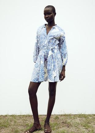Котонова сукня плаття з орнаментом zara