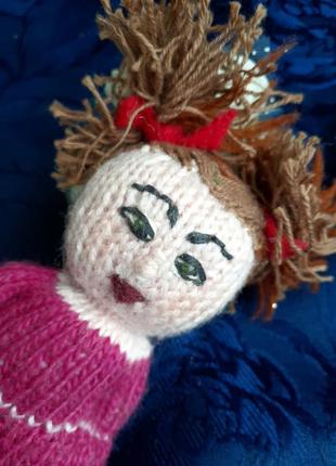Девочка с хвостиками кукла вязанная мягкая игрушка ручной работы куколка2 фото