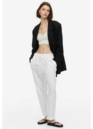 Білі лляні штани брюки massimo dutti