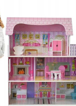 Деревянный кукольный дом с led подсветкой (3892)