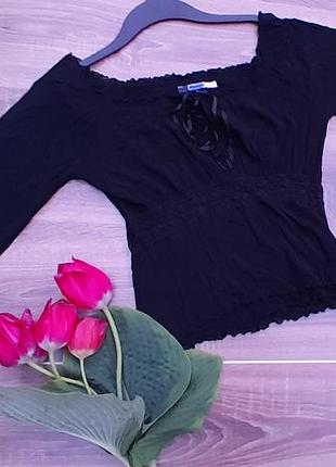 Чорна вінтажна блуза в стилі готика, розширені рукави