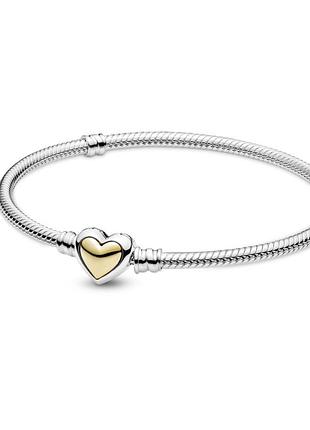 Серебряный браслет браслеты пандора pandora 599380c00 золотое сердце сердечко серебро позолота золото проба s925 ale новое с биркой и пломбой