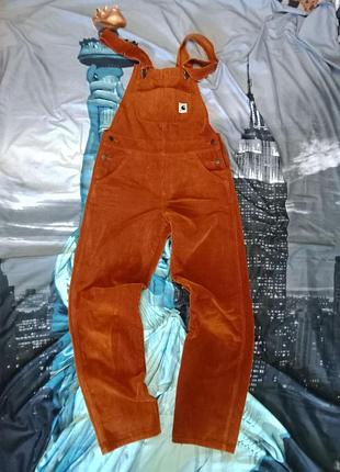 Carhartt w bib overall straight pants. вильветовий комбінезон.