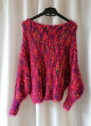 Разноцветный уютный мягкий нежный свитер трава большая вязкая летучая мышь свитер укороченный длина свет