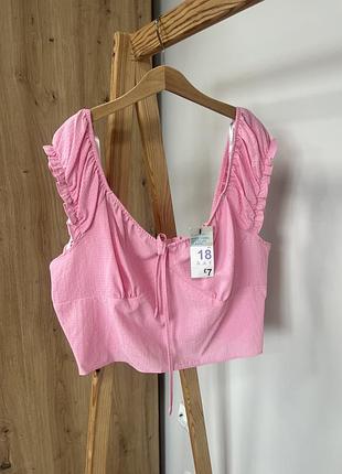 Короткий рожевий топ 46 розовий топік жіночий топ