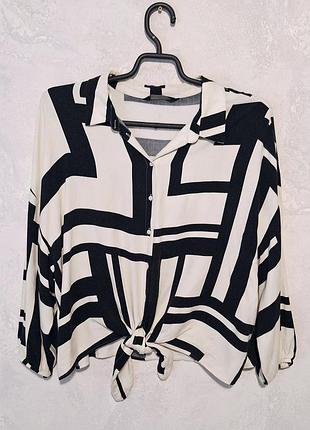 Блуза с черно белым принтом, 100% вискоза