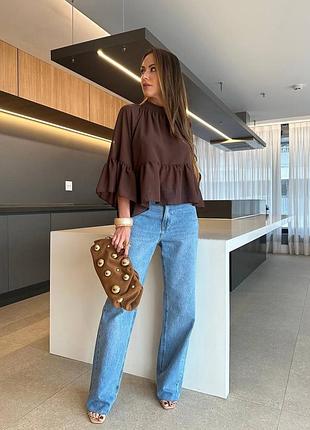 Женская объемная шифоновая блуза с воланами