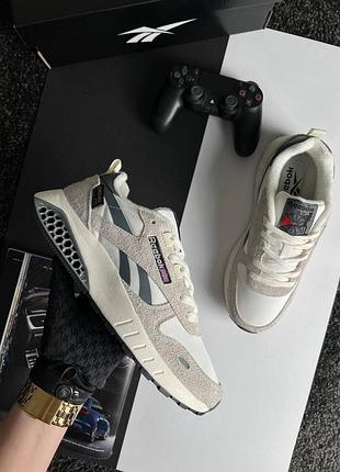 Чоловічі кросівки reebok classic leather hexalite white grey beige