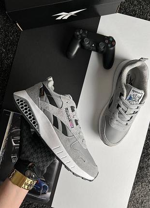 Чоловічі кросівки reebok classic leather hexalite grey black white