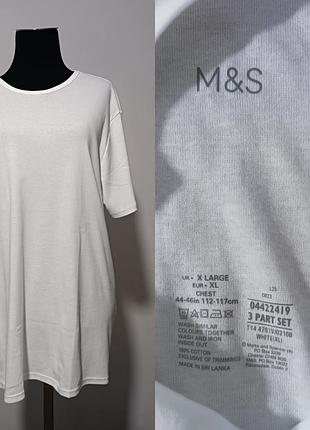 Футболка из хлопка m&s белого цвета xl, 112/117 cm,