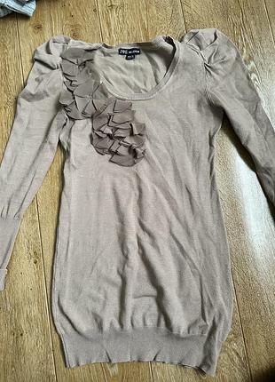 Джемпер подовжений з декором бежевий р тu