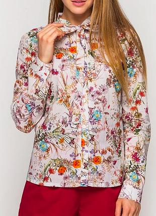 Блуза сорочка nine квітковий принт з італійської бавовни