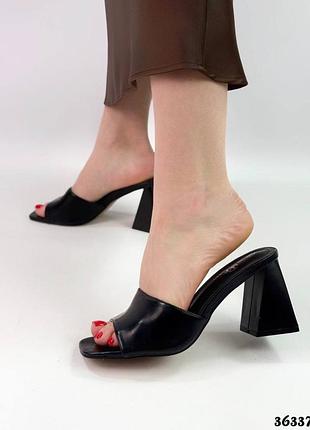 Стильні жіночі сабо на підборі у чорному кольорі 🤩🔥