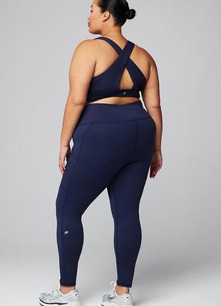 Fabletics синие плотные лосины батал леггинсы штаны спортивные с карманами высока посадка powerhold