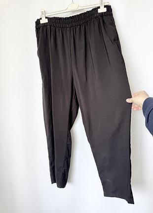 Primark черные брюки штаны базовые на резинке батал большой размер eur 48 вискоза зауженные