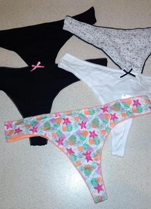 Фирменные хлопковые трусики стринг 34/36 secret possession