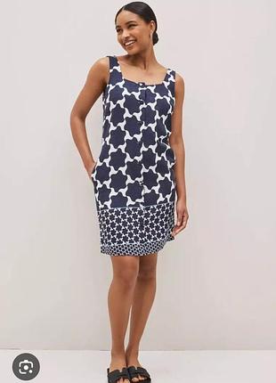 Красивое ено льняное платье с карманами