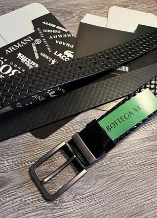 Ремінь 4см італія з натуральної шкіри + коробка ремінь класичний шкіряний, ремінь чорний чоловічий класика шкіра пояс bottega vaneta боттега ванета