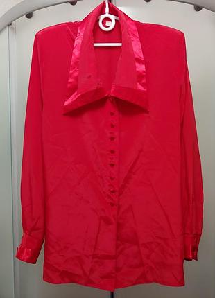 Вінтажна сатинова атласна блуза сорочка 1+1=3🎁на все❗