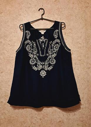 Блуза с вышивкой лен- хлопок