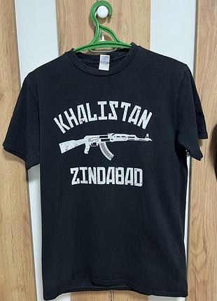 Футболка чорна khalistan zindabad unisex heavy cotton розміру l