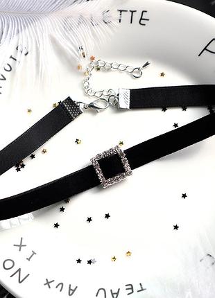 Чокер на шию кольє чорний стильний модний новий трендовий 🖤 з кулоном3 фото