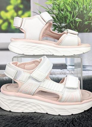 Босоножки детские для девочки jong golf белые с розовым на пенковой подошве 5798