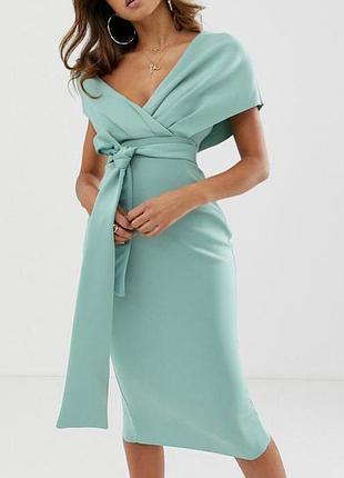 Розпродаж сукня asos міді з ефектом падаючого плеча