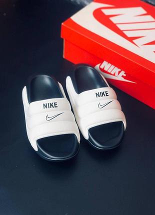 Мужские шлепанцы nike белые летние тапочки найк чоловічі літні шльопанці найк