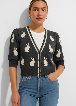 Кофта-кардиган коротка в принт monsoon з коротким рукавом