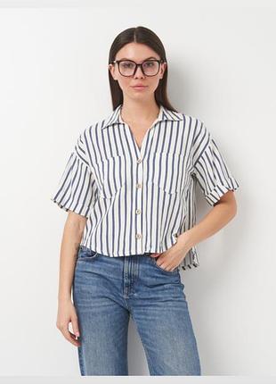 Сорочка в смужку zara льон віскоза