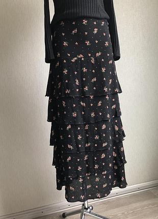 Чорна яруса спідниця максі river island