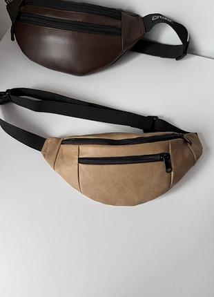 Мужская, женская бананка, сумка на пояс, черная, коричневая