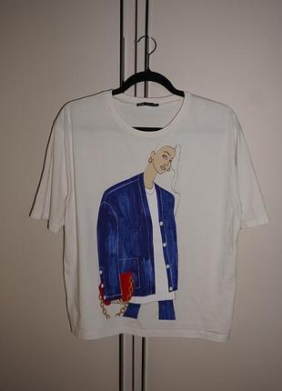 Молочная хлопковая футболка от zara