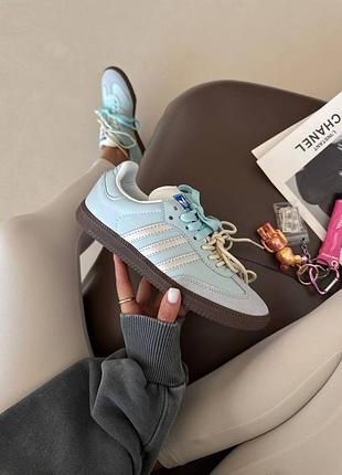 Женские кроссовки adidas samba | blue / double laces premium