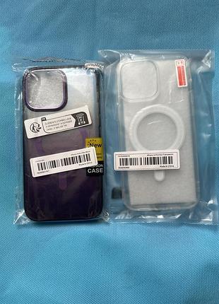 Iphone 14 pro max чехол з зарядкою фіолетовий і білий