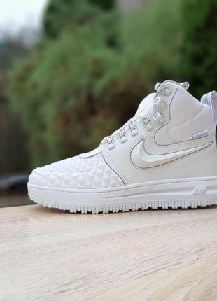 Зимние женские кроссовки nike lunar force 1 duckboot ‘17 (белые)5 фото