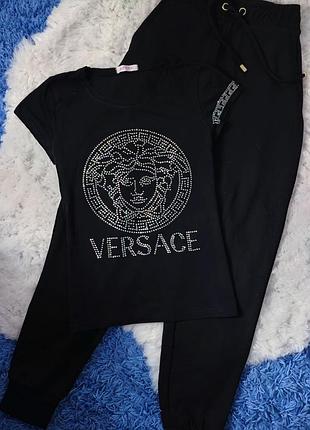 Футболка,versace,стразовая + штаны.