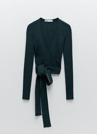 Топ в рубчик zara лонгслів на запах джемпер светр