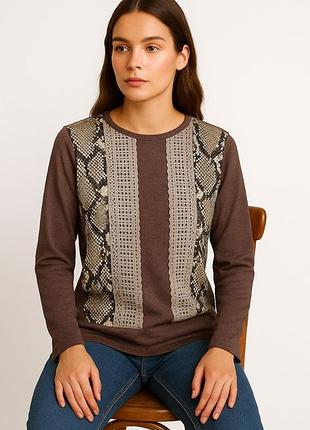 Джемпер напіввер gijon у принт із красивим широким рукавом