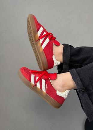 Кроссовки adidas gazelle red white gum2 фото