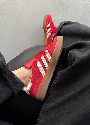 Кроссовки adidas gazelle red white gum3 фото