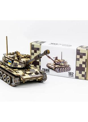Деревянный 3d конструктор танк 162 детали