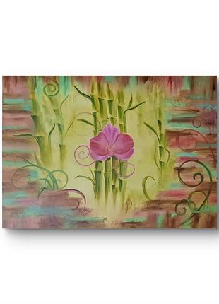 Картина олія на полотні. сучасна. орхідея