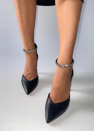 Накладной платеж ❤ праздничные туфли лодочки лодочки на шпильке с стразами с ремешком