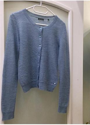 Кардиган з вовни і мохиру  бренду marc o’polo wool & mohair delicate crew cardigan light blue оригі